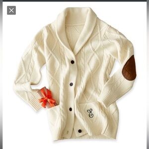 Mark and Graham Cozy Cream Cable Knit Cardigan Sweater Monogrammed with an H